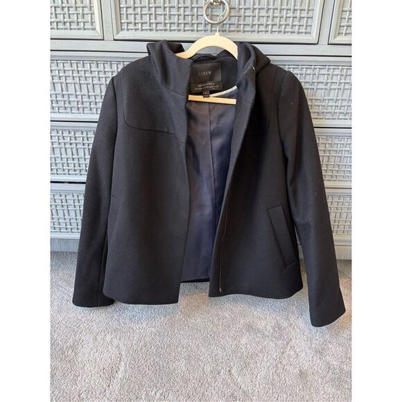 NWOT J.crew • melton wool hooded full zip short coat , $249 Sz 6 - Picture 2 of 8